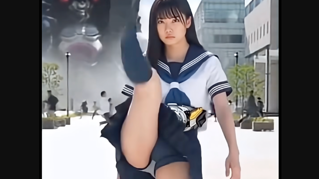 【AI】足を蹴り上げヒーロー変身♡懐かしい昭和のノリでお色気ワンショット付きw